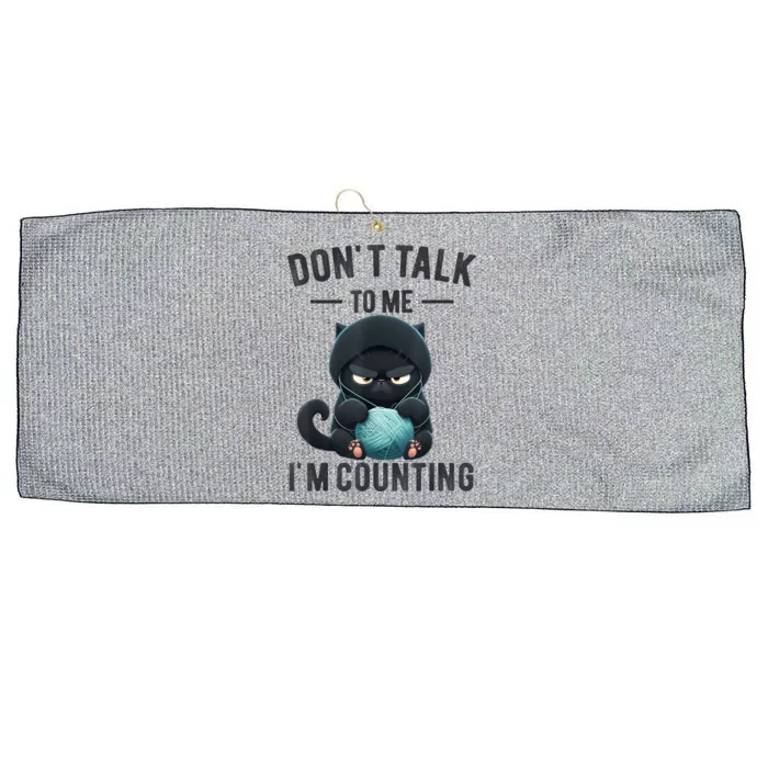 Don't Talk To Me I'm Counting Cat Knits Hand Knitting Funny Large Microfiber Waffle Golf Towel