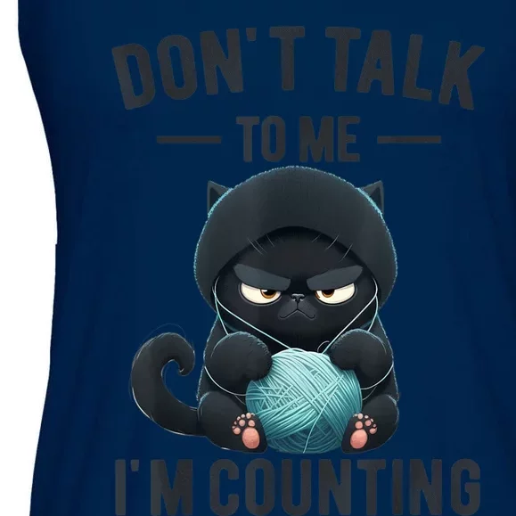 Don't Talk To Me I'm Counting Cat Knits Hand Knitting Funny Ladies Essential Flowy Tank