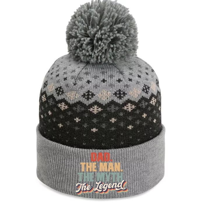 Dad The The Myth The Legend Retro Fathers Day Gift The Baniff Cuffed Pom Beanie