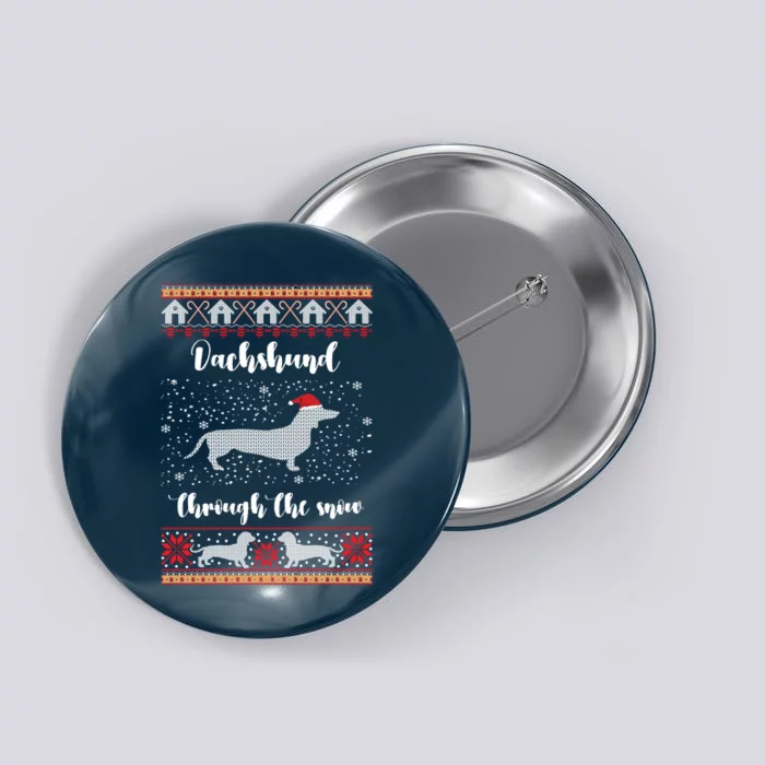 Dachshund Through The Snow Christmas Gift Button