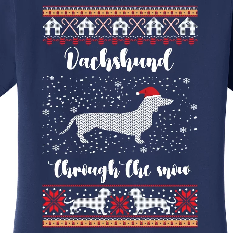 Dachshund Through The Snow Christmas Gift Women's T-Shirt