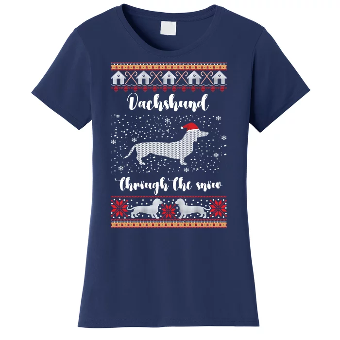 Dachshund Through The Snow Christmas Gift Women's T-Shirt