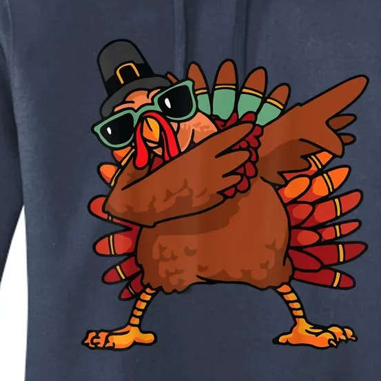 Dabbing Turkey Thanksgiving Day Pilgrim Funny Dab Women's Pullover Hoodie