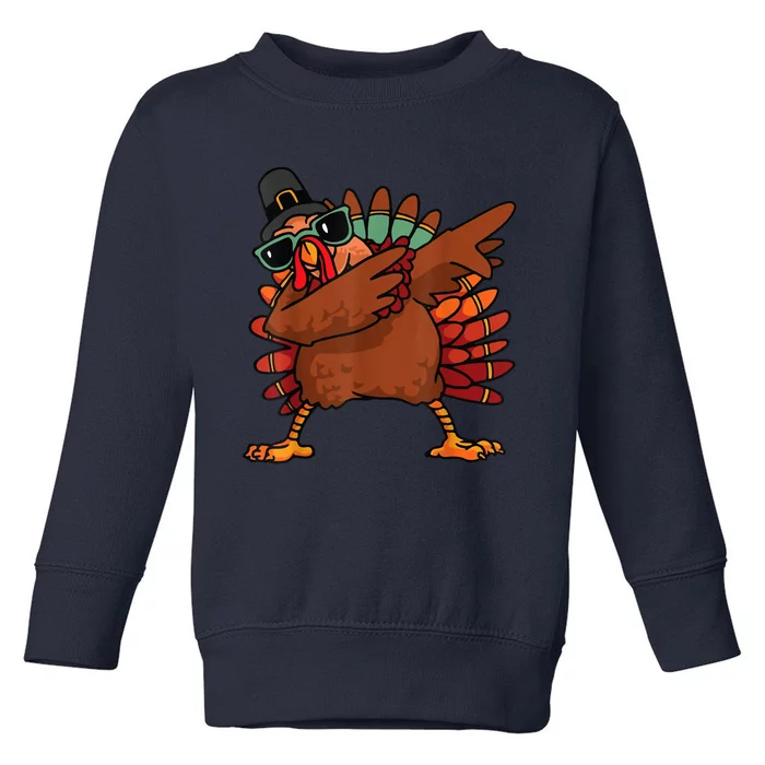 Dabbing Turkey Thanksgiving Day Pilgrim Funny Dab Toddler Sweatshirt