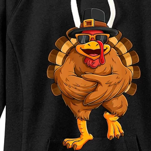 Dancing Turkey Thanksgiving Day Girls Funny Dance Women's Fleece Hoodie