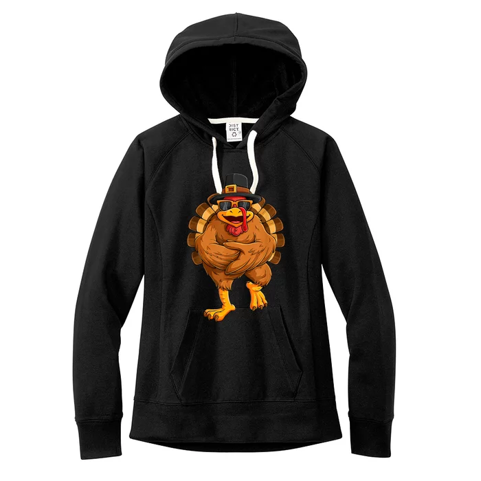 Dancing Turkey Thanksgiving Day Girls Funny Dance Women's Fleece Hoodie