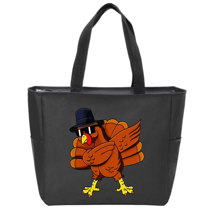 Dabbing Turkey Thanksgiving Pilgrim Funny Dab Zip Tote Bag