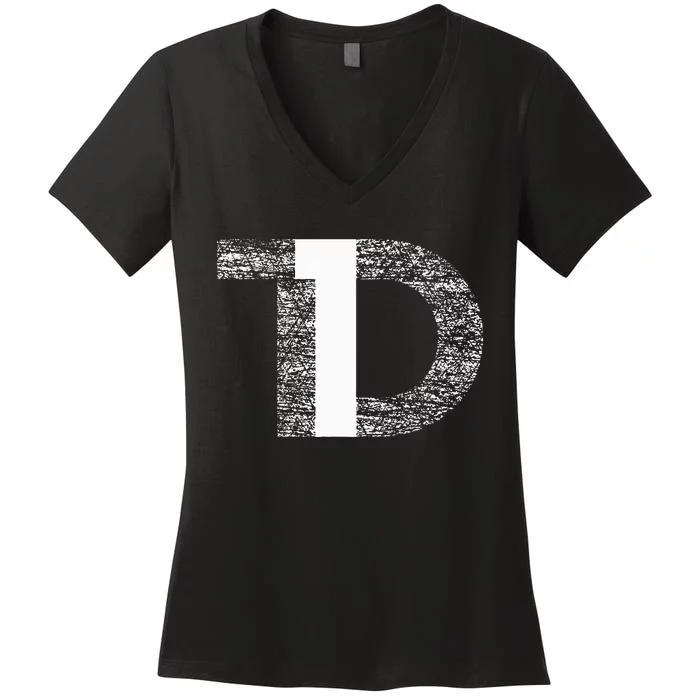 Distressed T1D Type One Diabetes Awareness Women's V-Neck T-Shirt