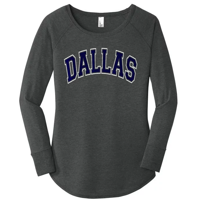 Dallas Texas TX Varsity Style Navy Women's Perfect Tri Tunic Long Sleeve Shirt