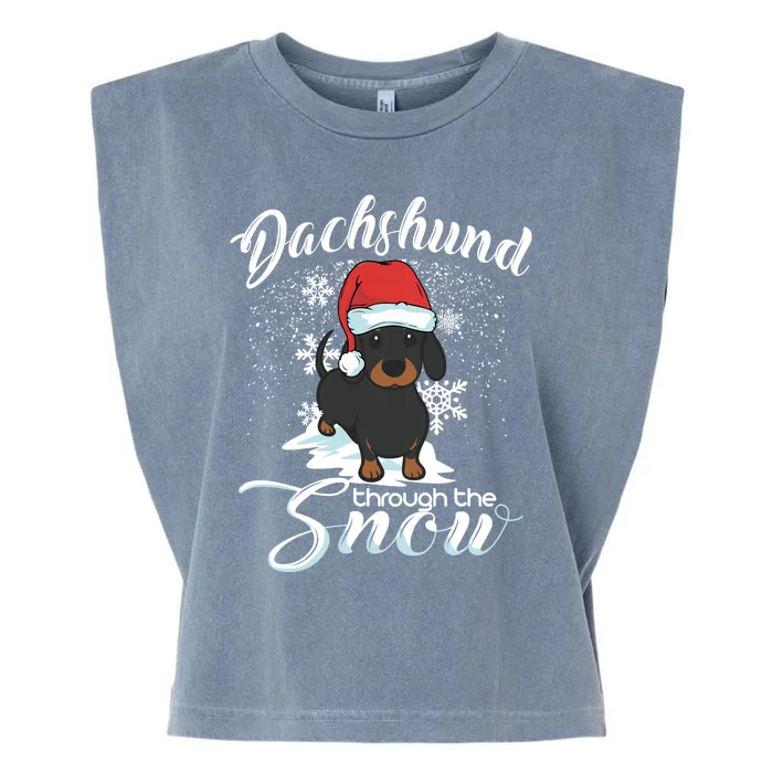 Daschund Through The Snow Dog Lovers Festive Great Gift Garment-Dyed Women's Muscle Tee