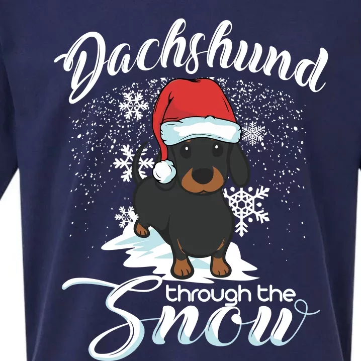 Daschund Through The Snow Dog Lovers Festive Great Gift Sueded Cloud Jersey T-Shirt