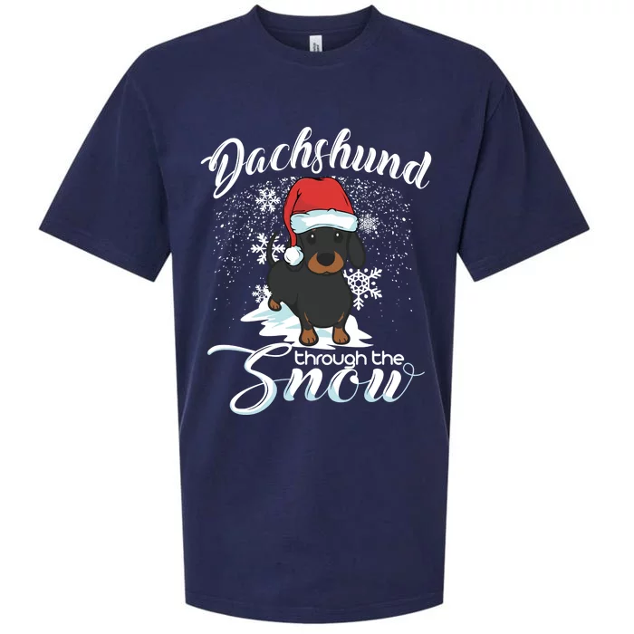 Daschund Through The Snow Dog Lovers Festive Great Gift Sueded Cloud Jersey T-Shirt