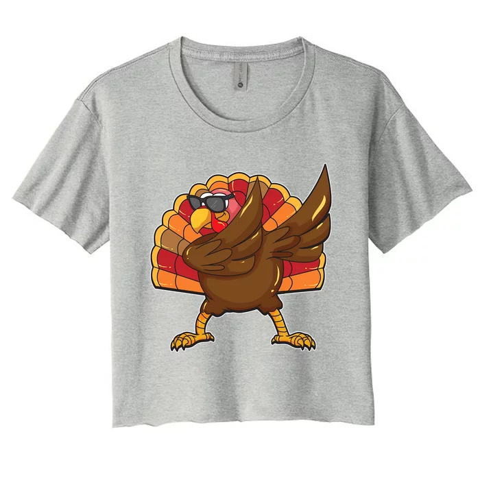 Dabbing Turkey Thanksgiving Cool Gift Women's Crop Top Tee