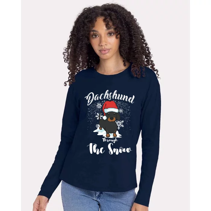 Daschund Through The Snow For Lovers Womens Cotton Relaxed Long Sleeve T-Shirt