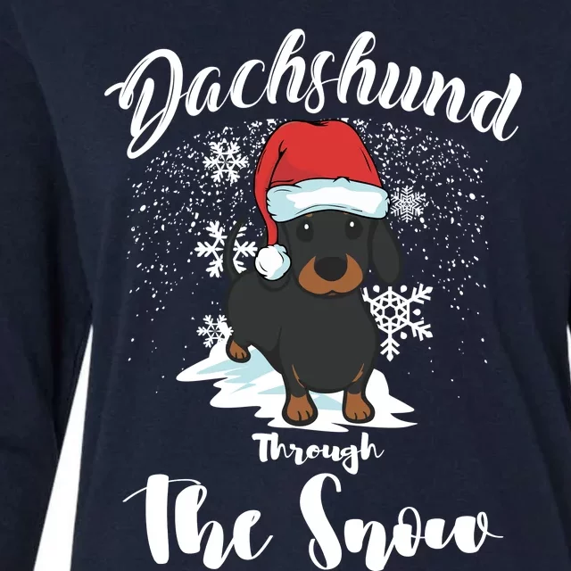 Daschund Through The Snow For Lovers Womens Cotton Relaxed Long Sleeve T-Shirt