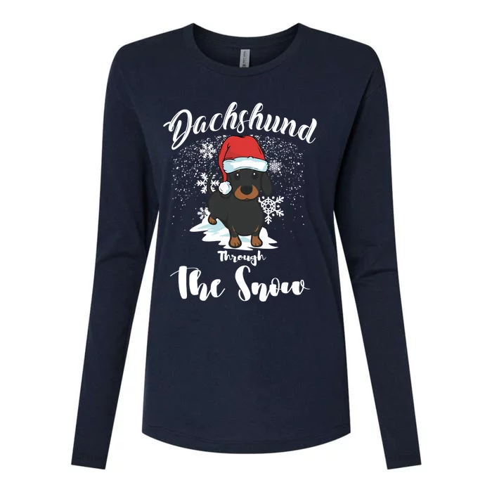 Daschund Through The Snow For Lovers Womens Cotton Relaxed Long Sleeve T-Shirt