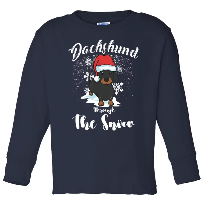 Daschund Through The Snow For Lovers Toddler Long Sleeve Shirt