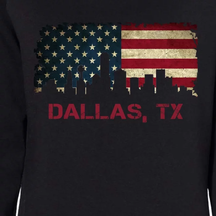 Dallas Tx Texas City Skyline Art Usa Flag American Cute Gift Womens California Wash Sweatshirt