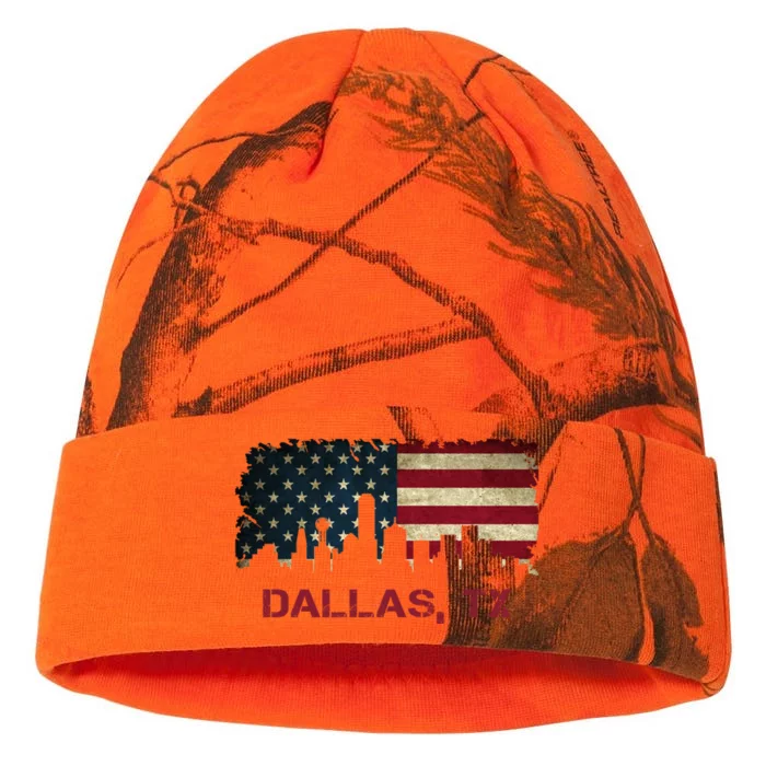 Dallas Tx Texas City Skyline Art Usa Flag American Cute Gift Kati - 12in Camo Beanie