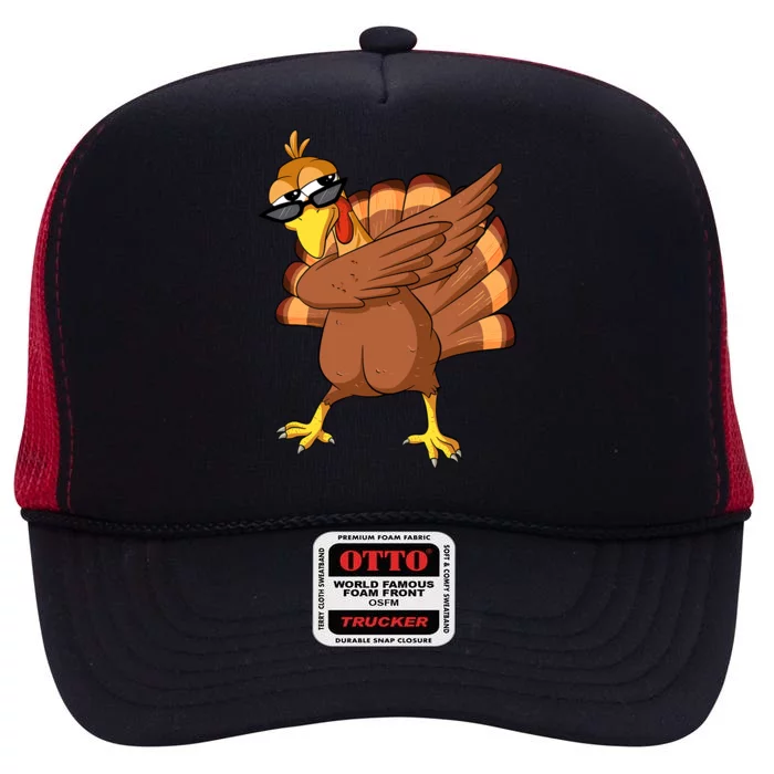 Dabbing Turkey Thanksgiving Day Celebration Pilgrim Turkey Funny Gift High Crown Mesh Trucker Hat