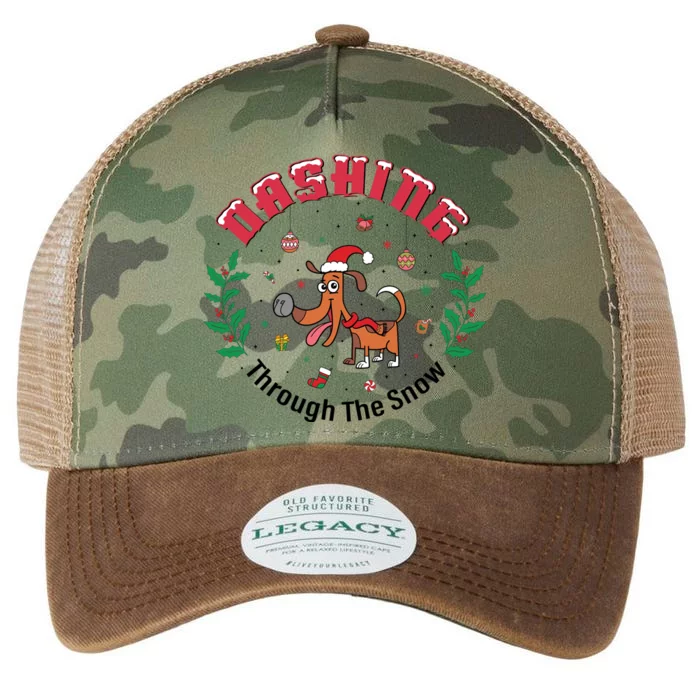 Dashing Through The Snow Cute Dog Christmas Xmas Legacy Tie Dye Trucker Hat