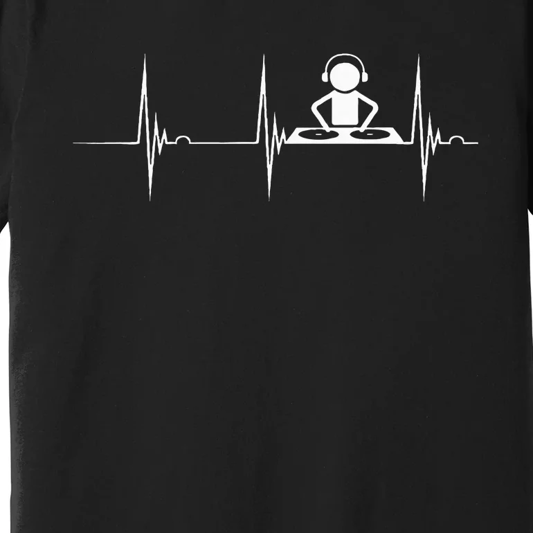 Dj Techno Turntable Dj Heartbeat Ekg Pulse Dance Music Premium T-Shirt