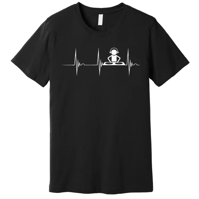 Dj Techno Turntable Dj Heartbeat Ekg Pulse Dance Music Premium T-Shirt