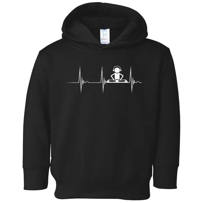 Dj Techno Turntable Dj Heartbeat Ekg Pulse Dance Music Toddler Hoodie