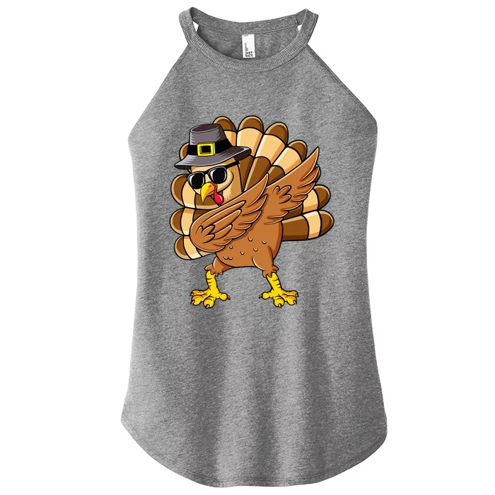 Dabbing Turkey Thanksgiving Day Pilgrim Funny Dab Cute Gift Women’s Perfect Tri Rocker Tank