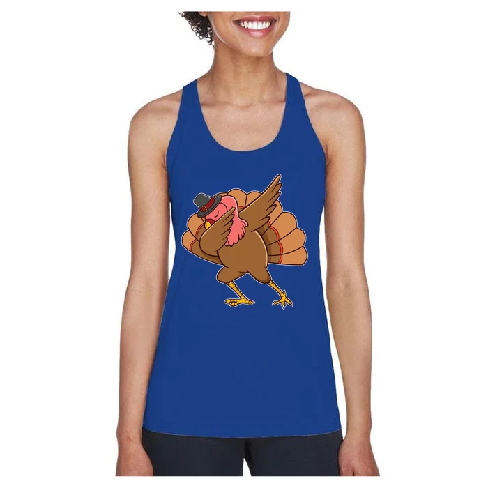 Dabbing Turkey Thanksgiving Dinner Gift Idea Meaningful Gift Women's Racerback Tank