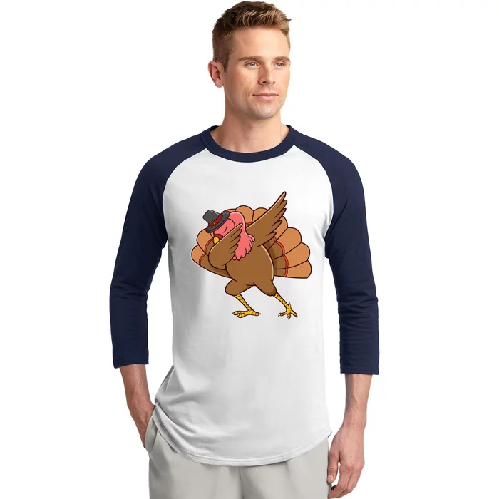 Dabbing Turkey Thanksgiving Dinner Gift Idea Meaningful Gift Baseball Sleeve Shirt