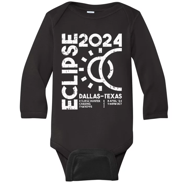 Dallas Texas Total Solar Eclipse April 8 2024 Totality Baby Long Sleeve Bodysuit