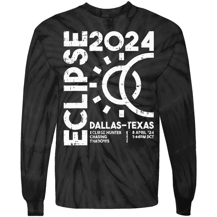 Dallas Texas Total Solar Eclipse April 8 2024 Totality Tie-Dye Long Sleeve Shirt