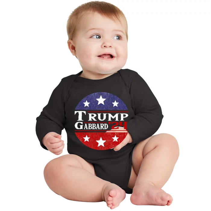 Donald Trump Tulsi Gabbard 2024 Conservative Us Flag Baby Long Sleeve Bodysuit