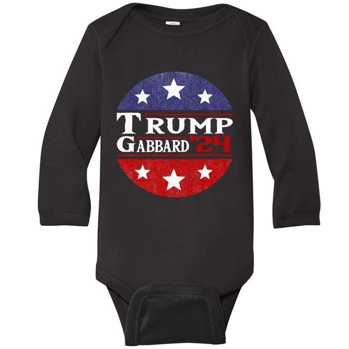 Donald Trump Tulsi Gabbard 2024 Conservative Us Flag Baby Long Sleeve Bodysuit