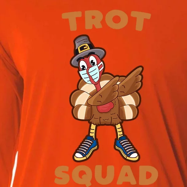 Dabbing Turkey Trot Squad Mask Funny Thanksgiving 2020 Gift Cooling Performance Long Sleeve Crew