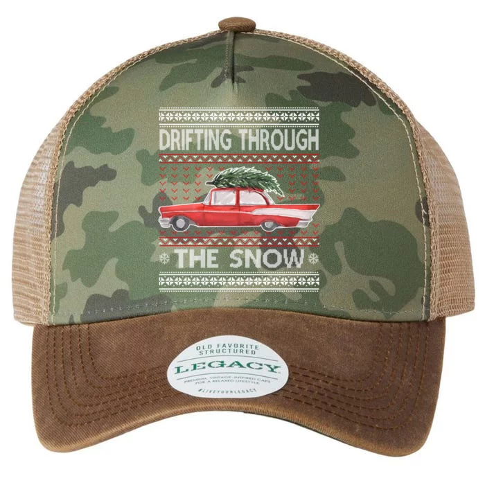 Drifting Through The Snow Ugly Christmas Sweater Legacy Tie Dye Trucker Hat