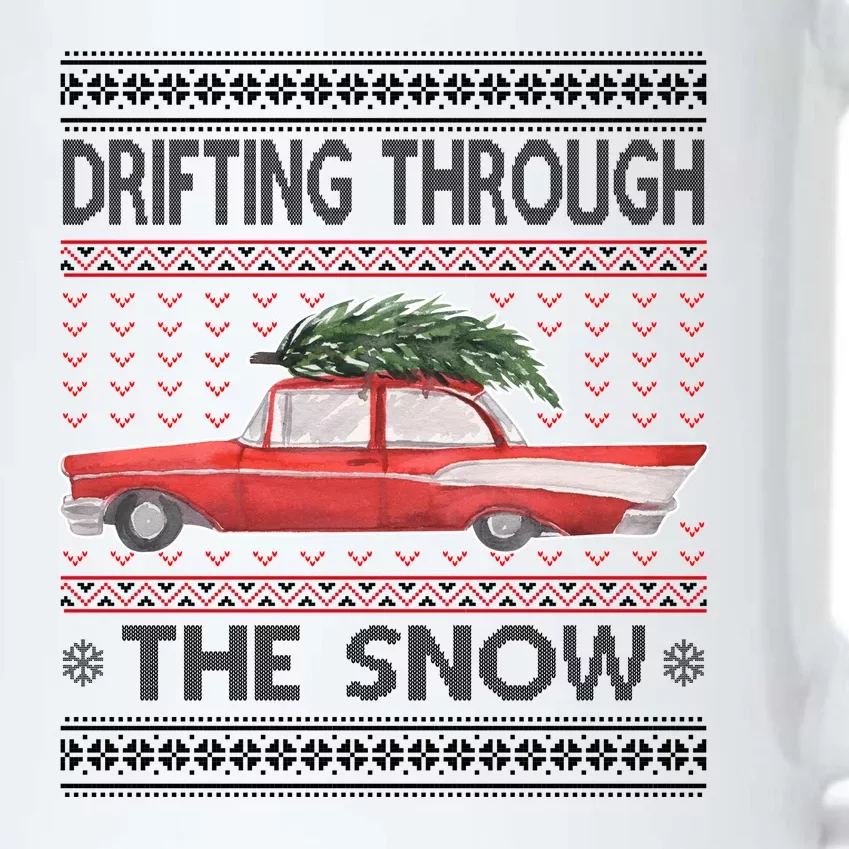 Drifting Through The Snow Ugly Christmas Sweater Black Color Changing Mug