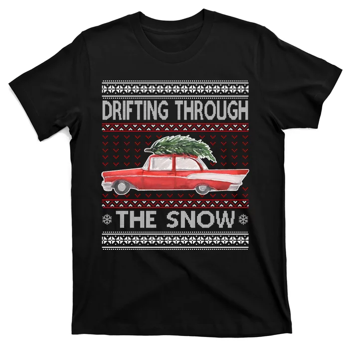 Drifting Through The Snow Ugly Christmas Sweater T-Shirt