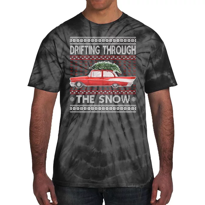 Drifting Through The Snow Ugly Christmas Sweater Tie-Dye T-Shirt