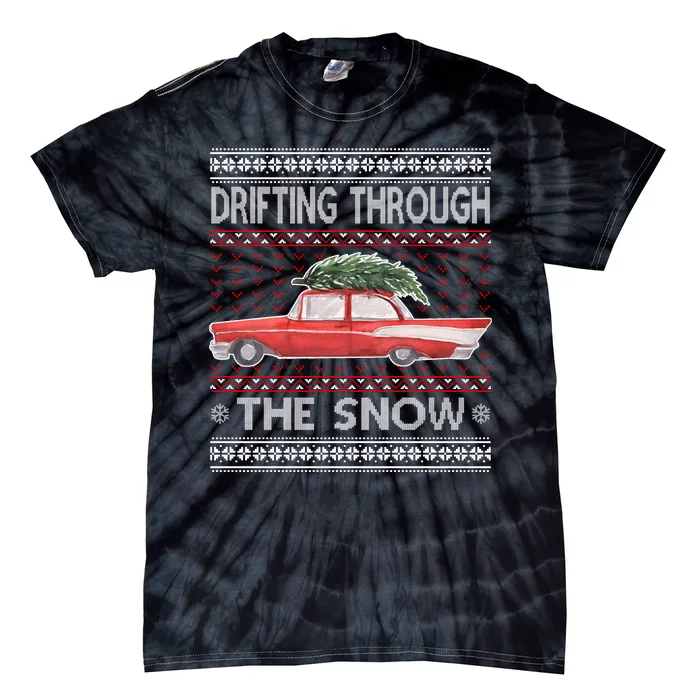 Drifting Through The Snow Ugly Christmas Sweater Tie-Dye T-Shirt