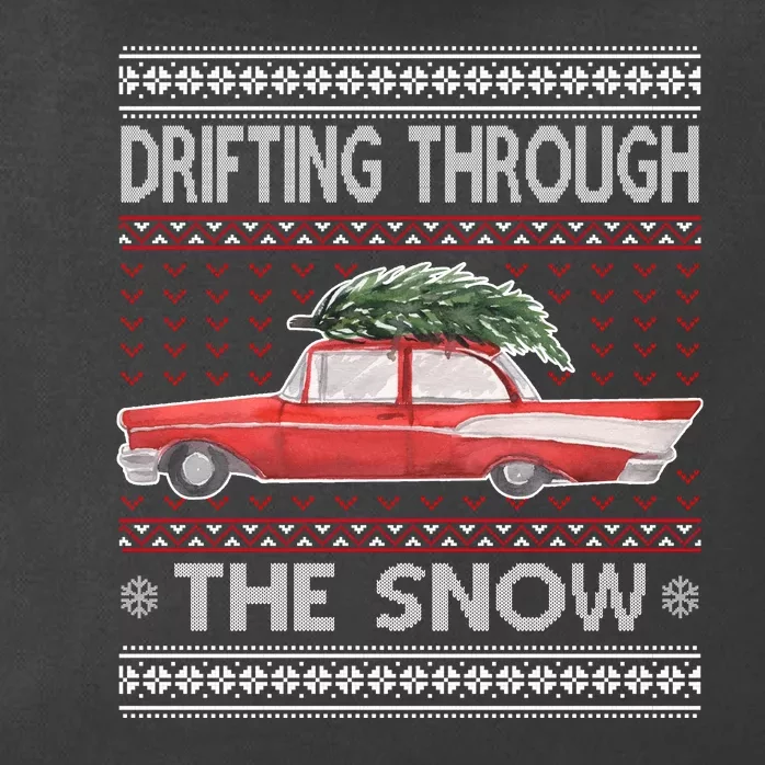 Drifting Through The Snow Ugly Christmas Sweater Zip Tote Bag