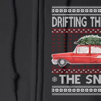 Drifting Through The Snow Ugly Christmas Sweater Full Zip Hoodie