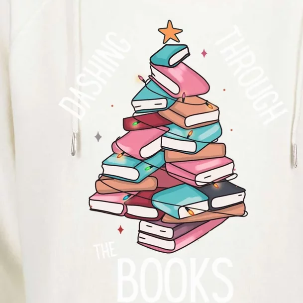 Dashing Through The Books Lover Christmas Tree Xmas Bookish Gift Womens Funnel Neck Pullover Hood