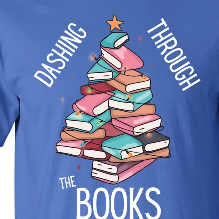 Dashing Through The Books Lover Christmas Tree Xmas Bookish Gift Tall T-Shirt