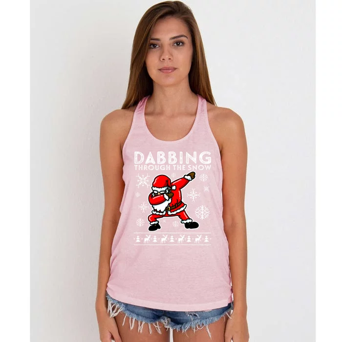 Dabbing Through The Snow Great Gift Santa Dab Funny Gift Women's Knotted Racerback Tank