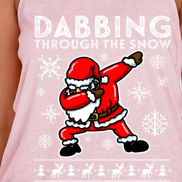 Dabbing Through The Snow Great Gift Santa Dab Funny Gift Women's Knotted Racerback Tank