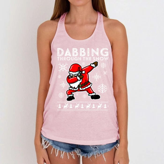 Dabbing Through The Snow Great Gift Santa Dab Funny Gift Women's Knotted Racerback Tank