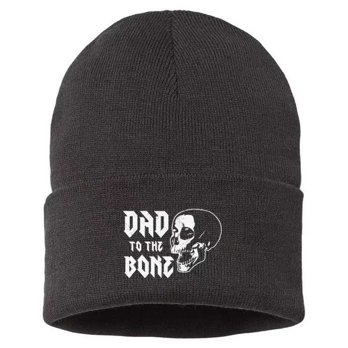 Dad To The Bone Funny Dad Joke Skull Fathers day Halloween Sustainable Knit Beanie