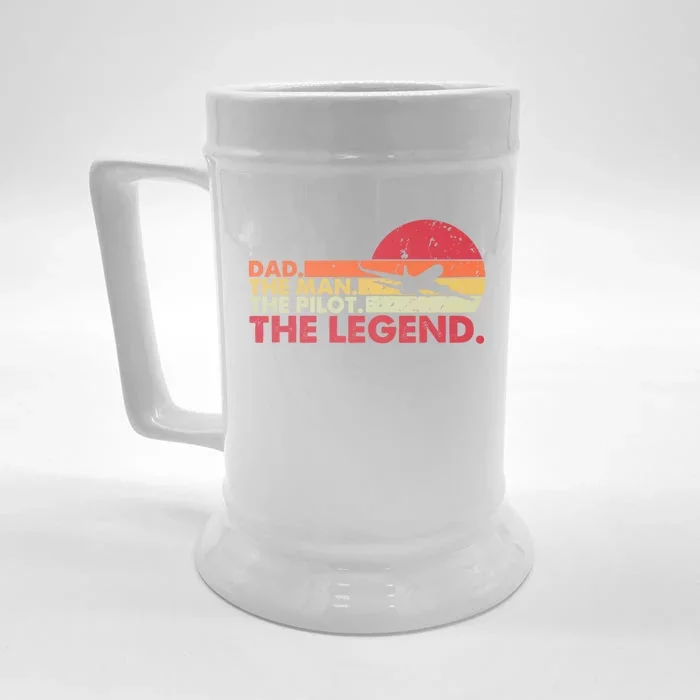 Dad The The Pilot The Legend Aviator Father Gift Front & Back Beer Stein